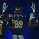 Tavon Austin, Jared Cook and Chris Givens of the St. Louis Rams pay homage to Michael Brown by holding their hands up during their pregame introduction against the Oakland Raiders at the Edward Jones Dome in St. Louis on Nov. 30, 2014.
Dilip Vishwanat/Getty Images